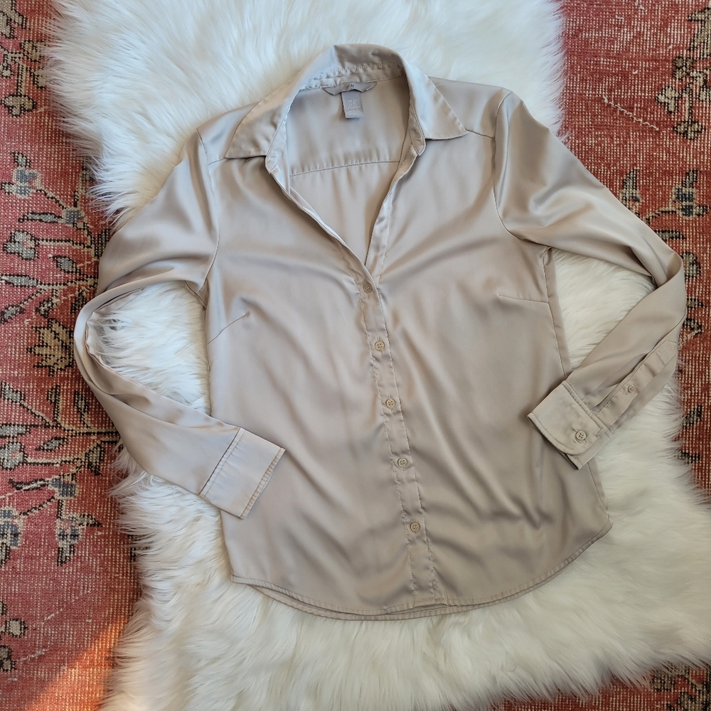 Light silver grey button down